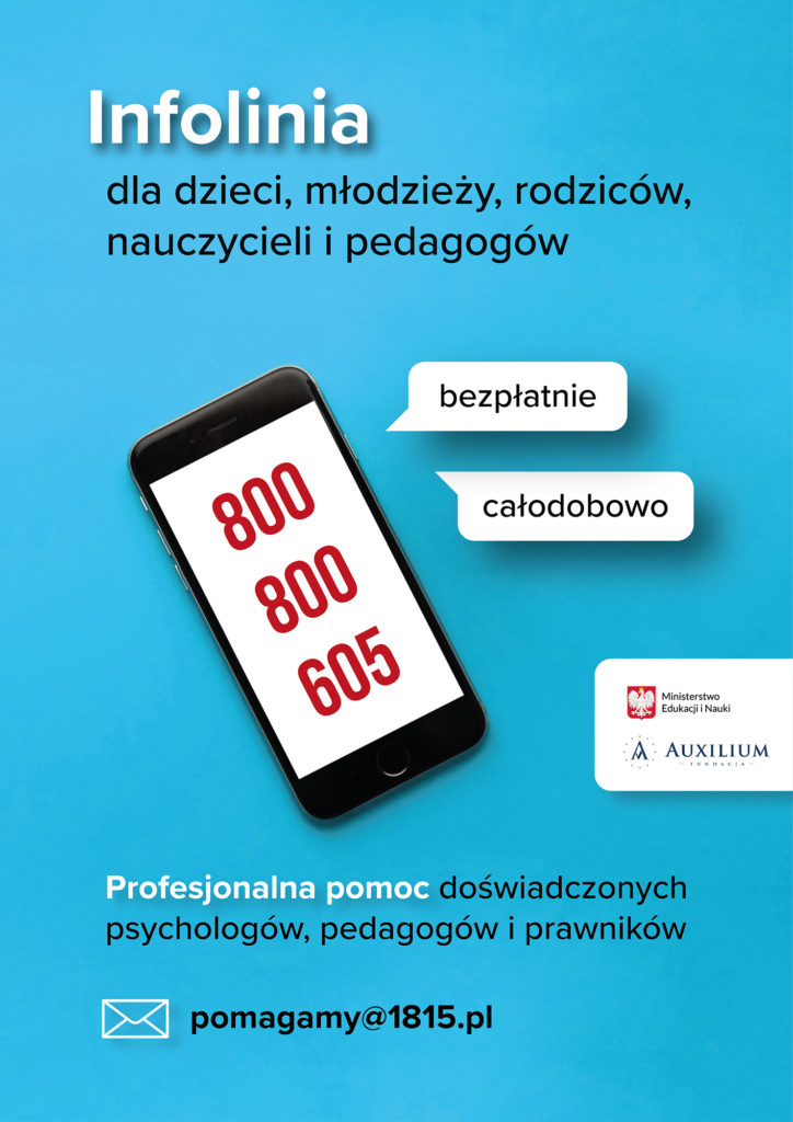 Plakat z numerem telefonu 800 800 605